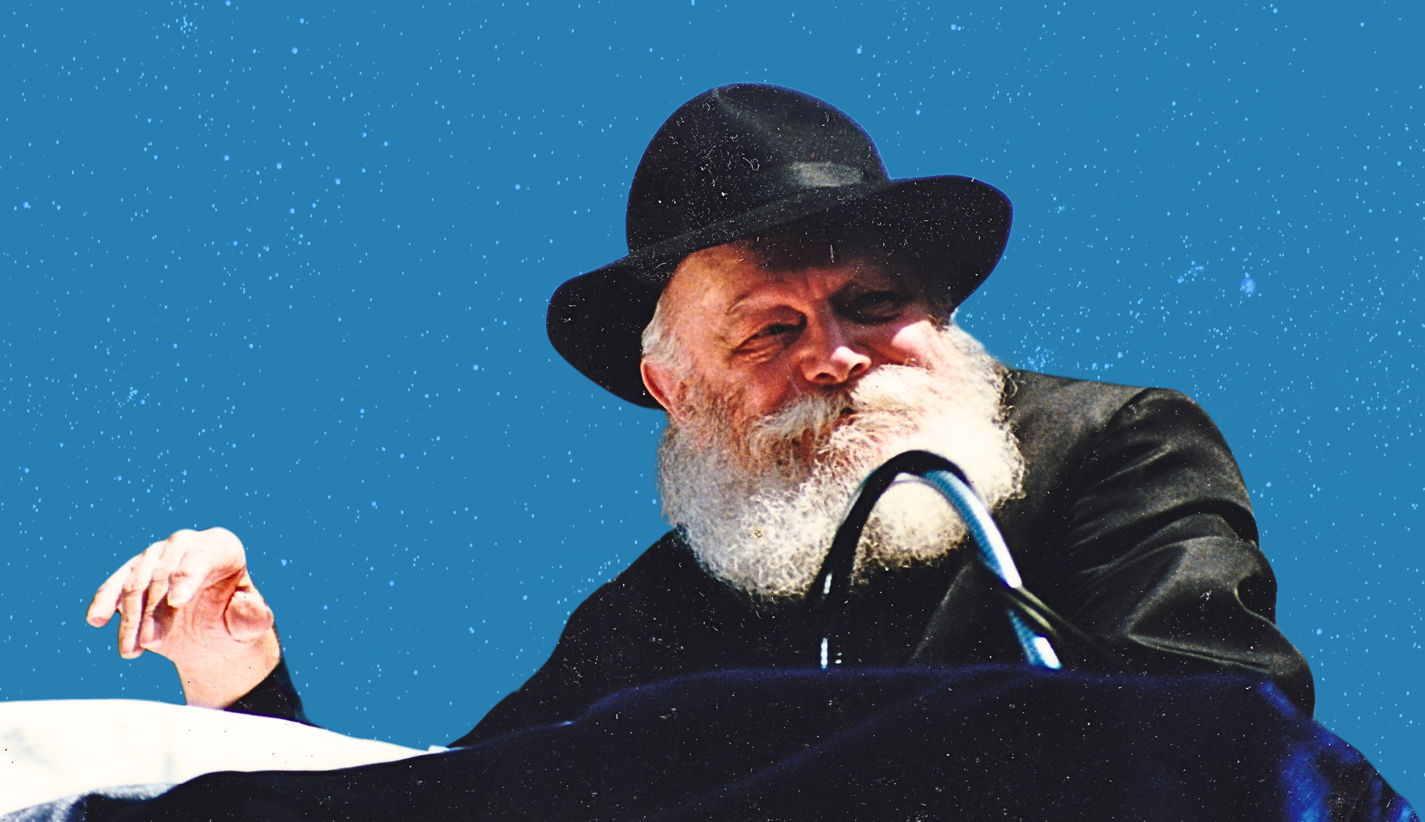 The Lubavitcher Rebbe speaking to a gathering